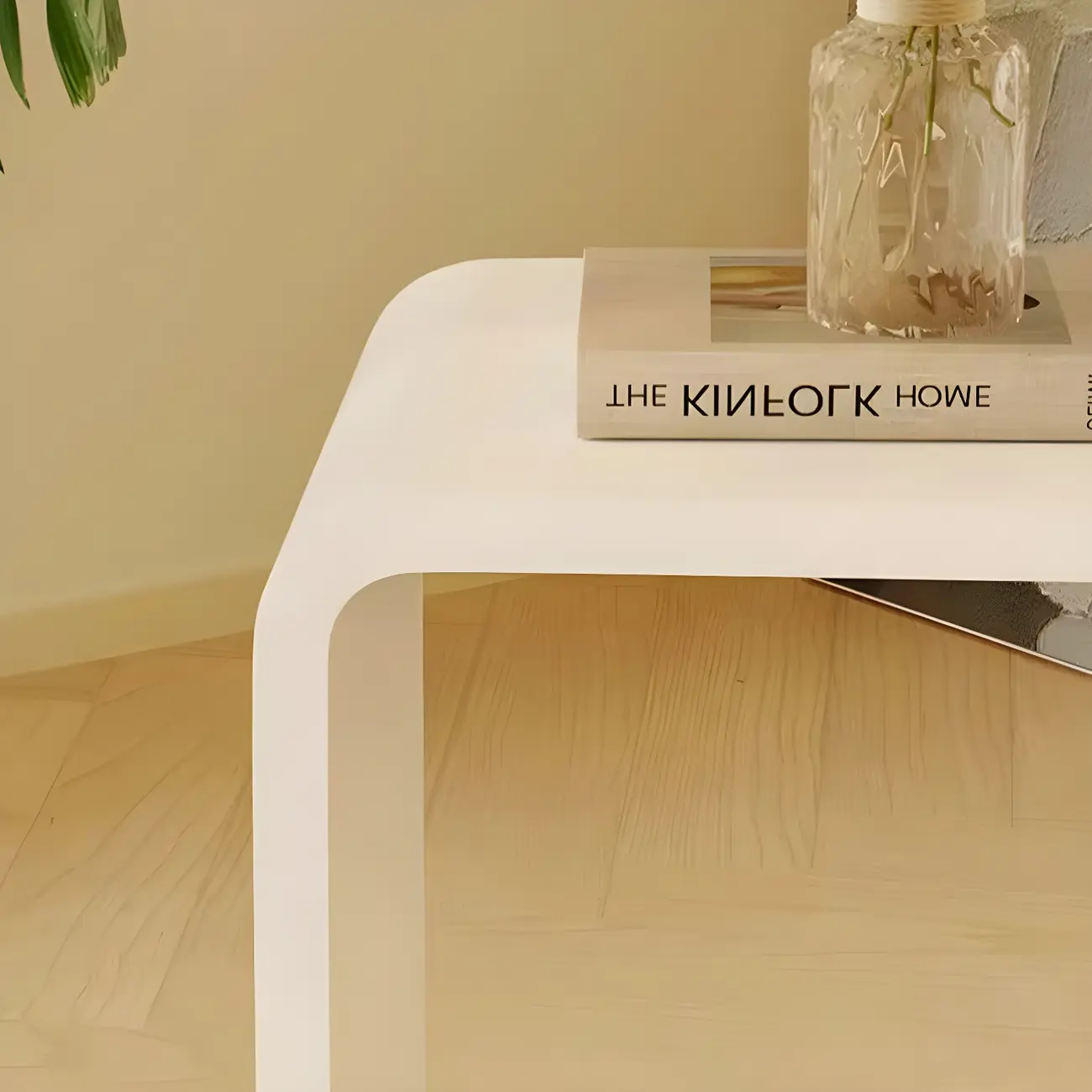 Simple White Acrylic C-Shaped Square Side Table Image - 10 | homeyfad