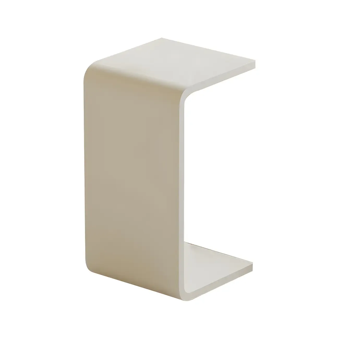 Simple White Acrylic C-Shaped Square Side Table Image - 17