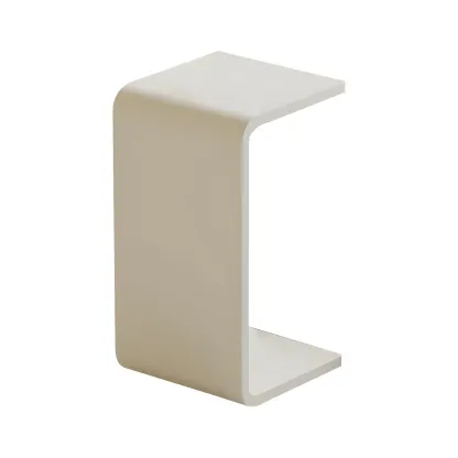 Simple White Acrylic C-Shaped Square Side Table Image - 17