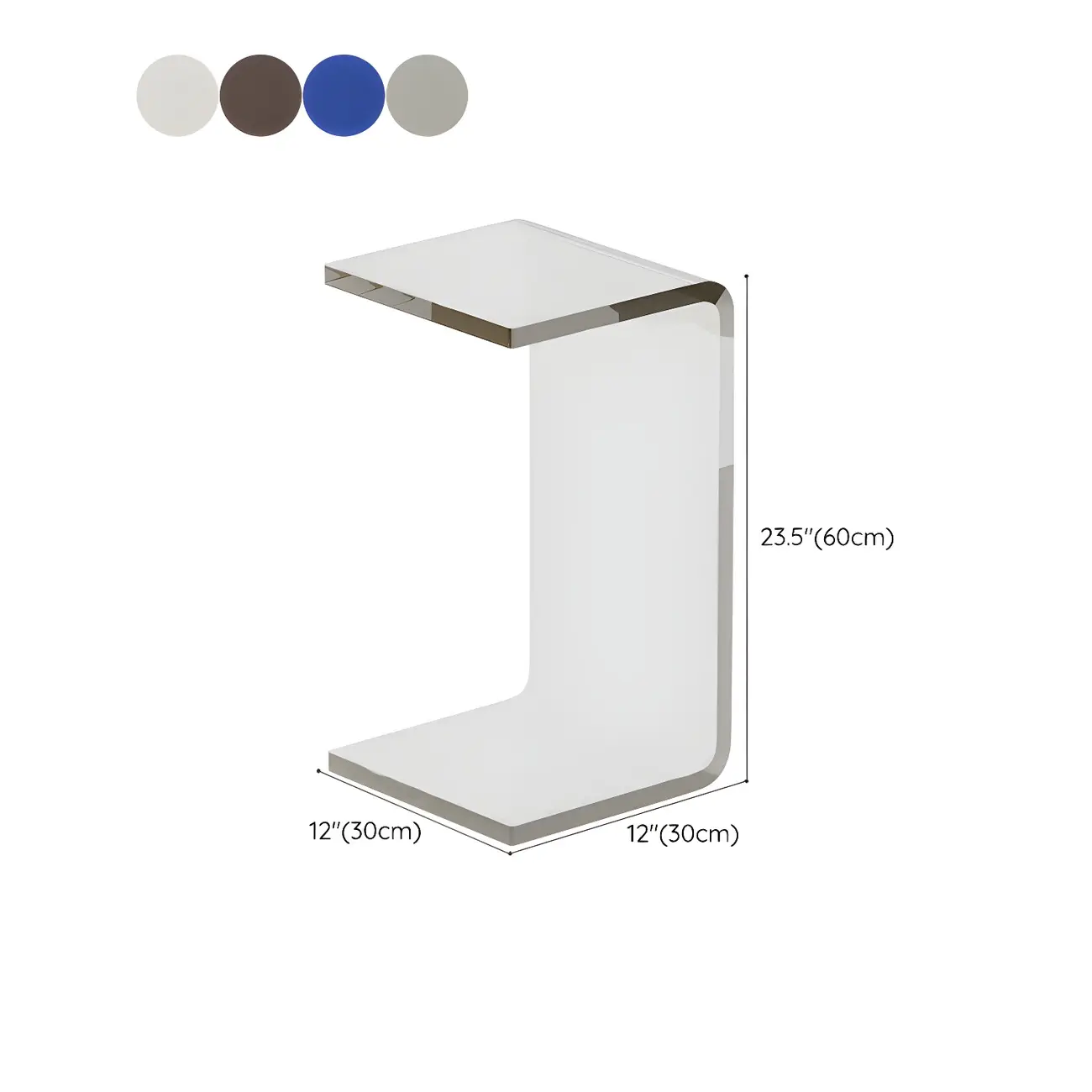 Simple White Acrylic C-Shaped Square Side Table Image - 19 | homeyfad