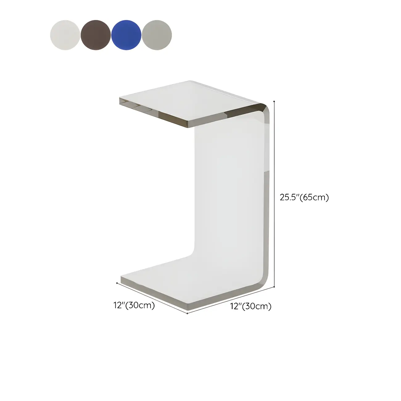 Simple White Acrylic C-Shaped Square Side Table Image - 20 | homeyfad