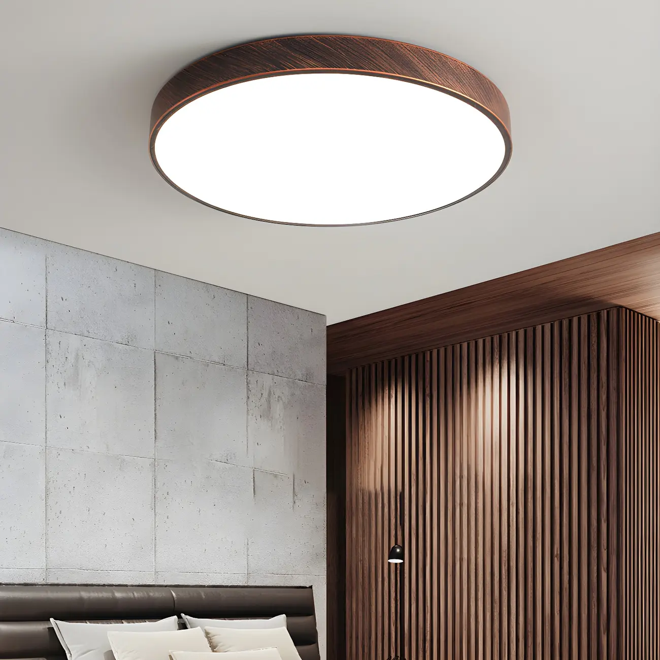 Minimalist Round Rust LED Dimmable Flush Ceiling Light Image - 2 | homeyfad