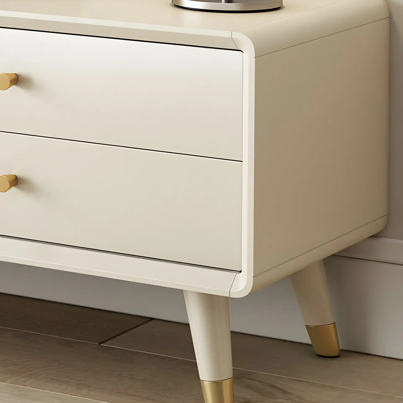 Nordic Natural Wooden TV Stand with Cable Management & Legs Image - 7 | homeyfad