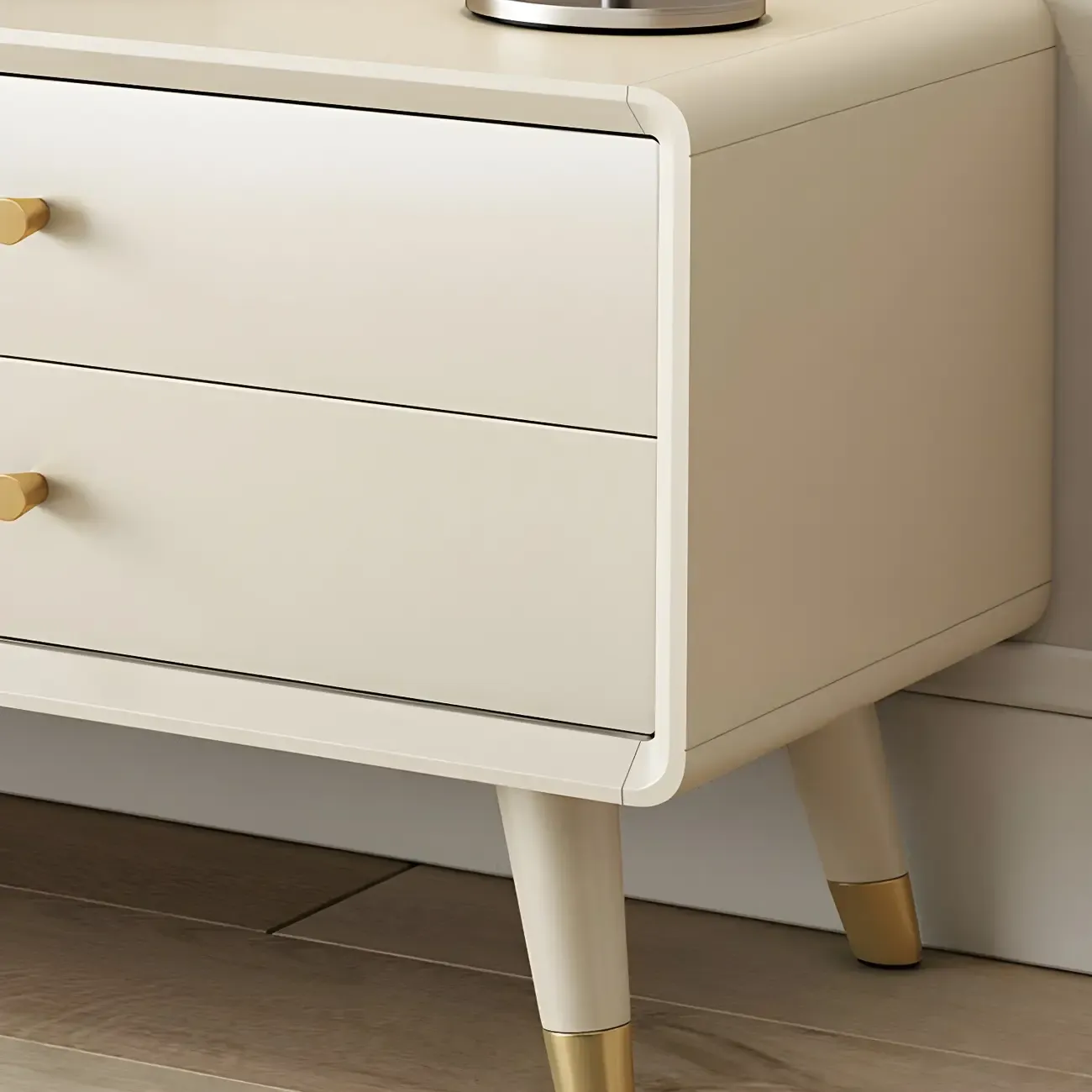 Nordic Natural Wooden TV Stand with Cable Management & Legs Image - 7