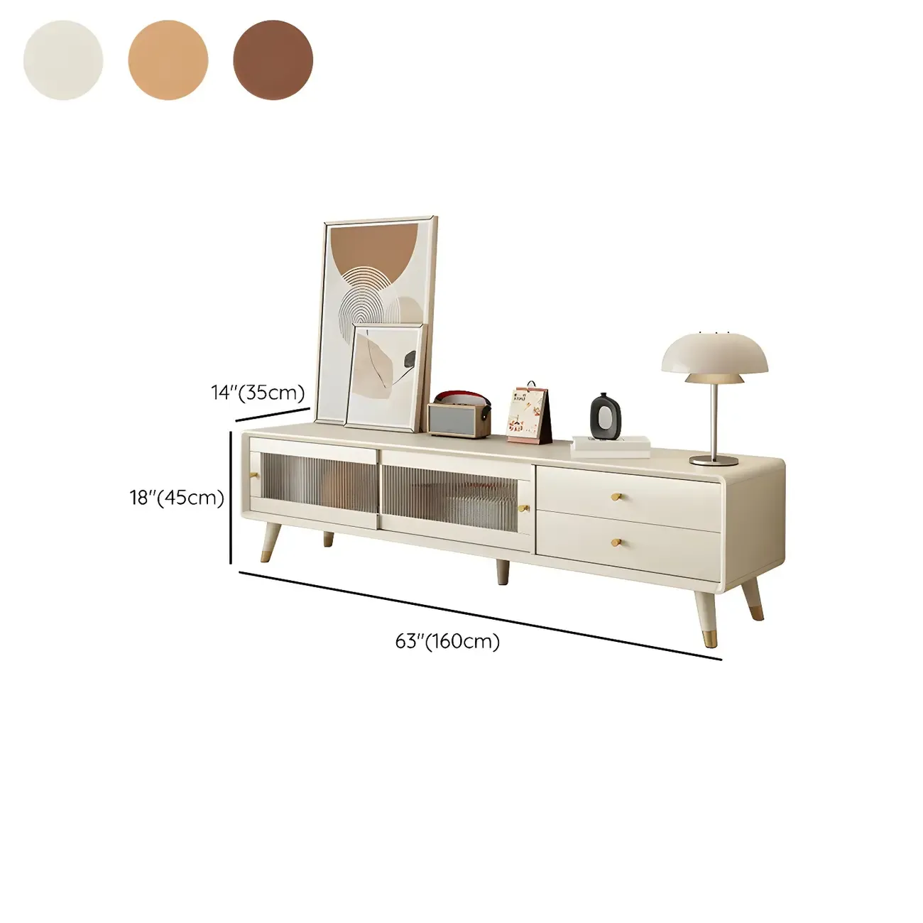 Nordic Natural Wooden TV Stand with Cable Management & Legs #size