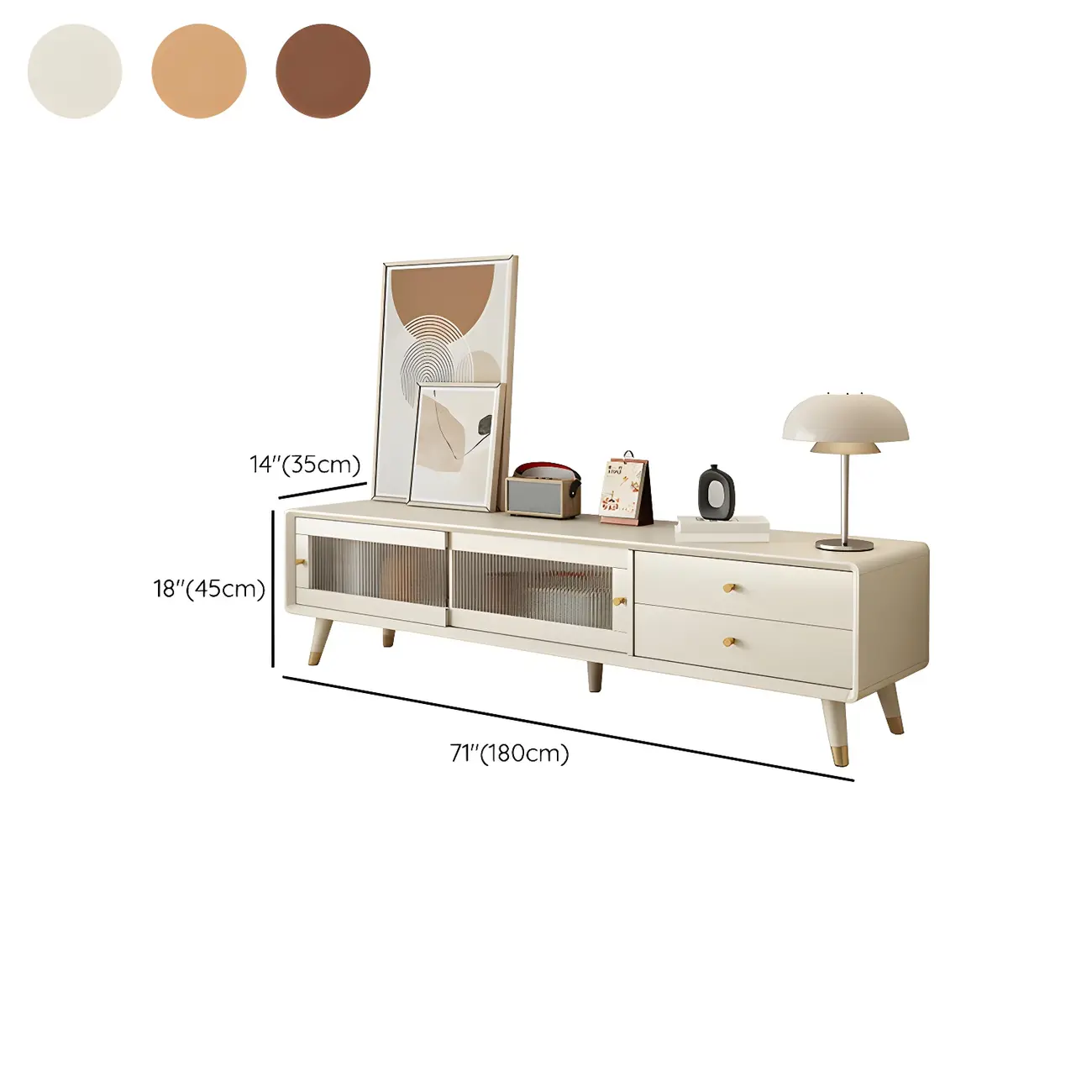 Nordic Natural Wooden TV Stand with Cable Management & Legs Image - 13 | homeyfad