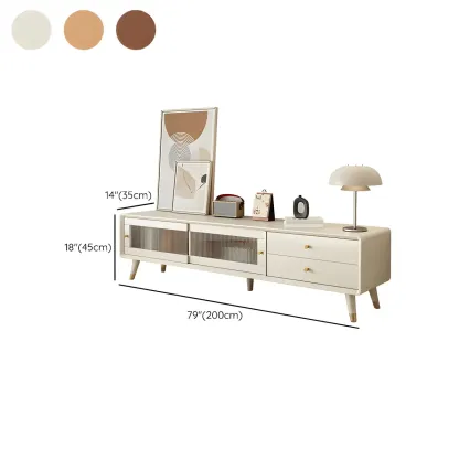 Nordic Natural Wooden TV Stand with Cable Management & Legs Image - 14