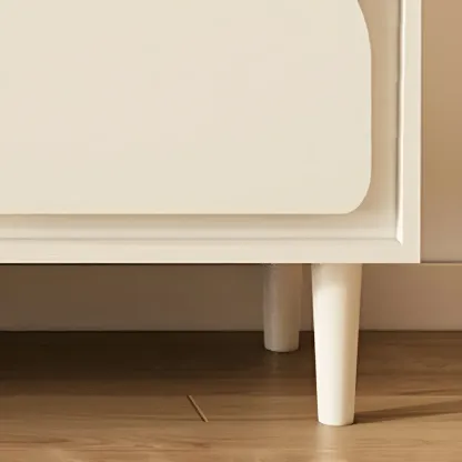 Minimalist White Wooden TV Stand with Storage Cabinets Image - 11
