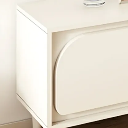 Minimalist White Wooden TV Stand with Storage Cabinets Image - 13