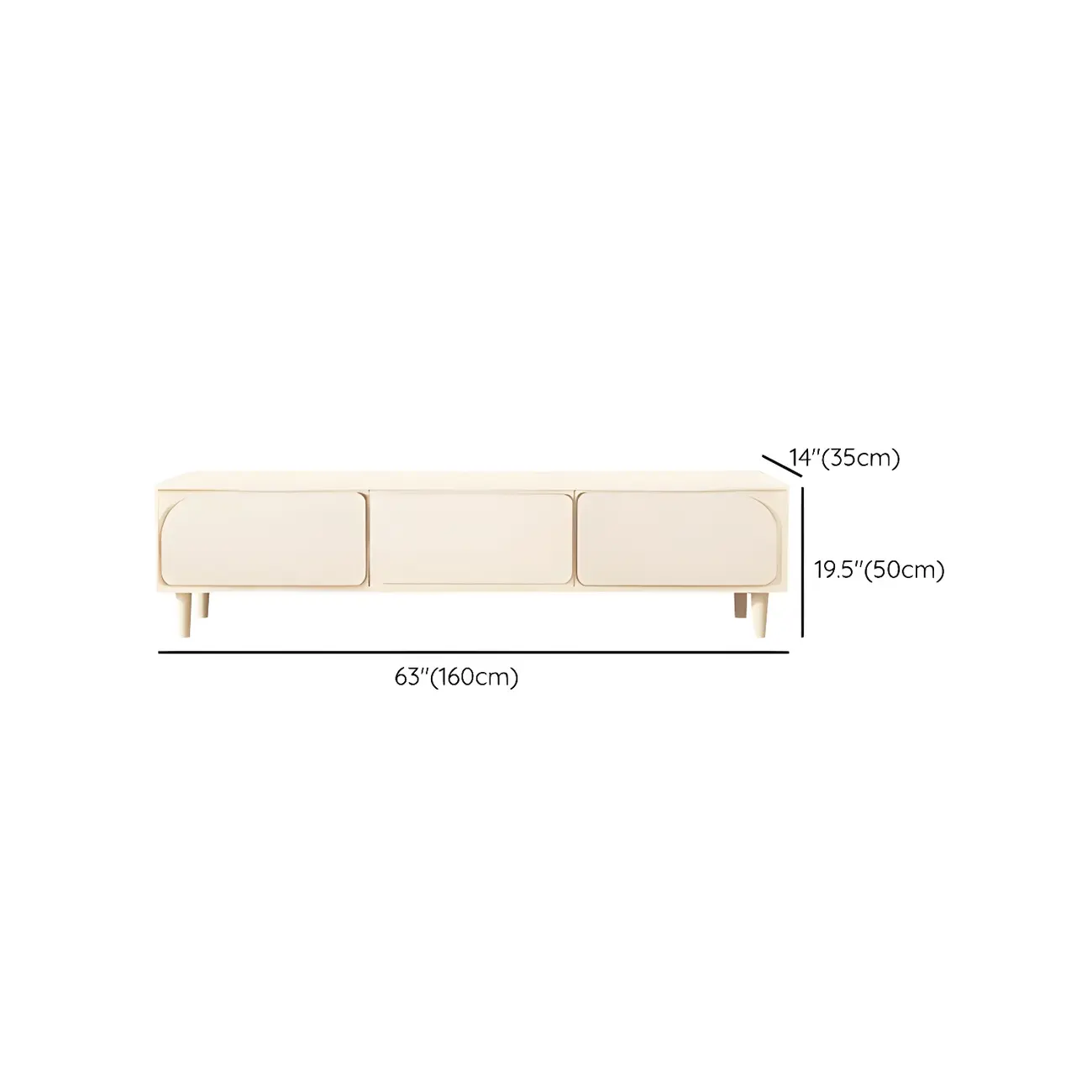Minimalist White Wooden TV Stand with Storage Cabinets #size