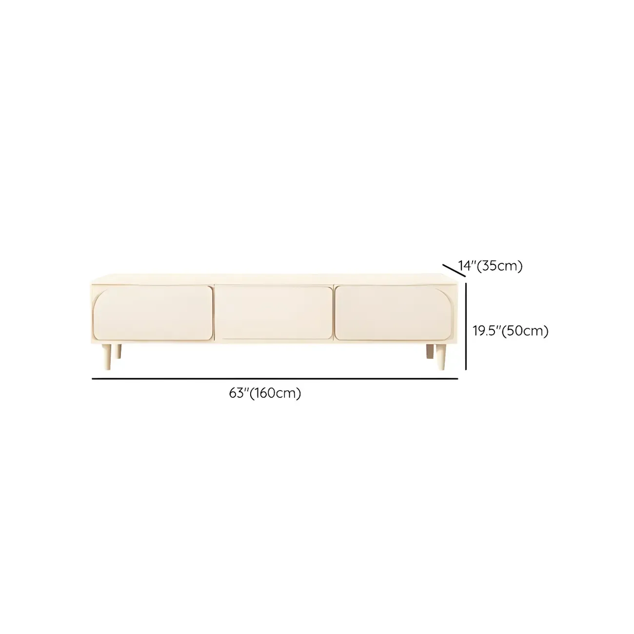Minimalist White Wooden TV Stand with Storage Cabinets #size