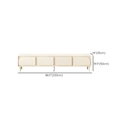 Minimalist White Wooden TV Stand with Storage Cabinets Image - 23