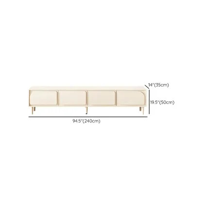 Minimalist White Wooden TV Stand with Storage Cabinets Image - 24