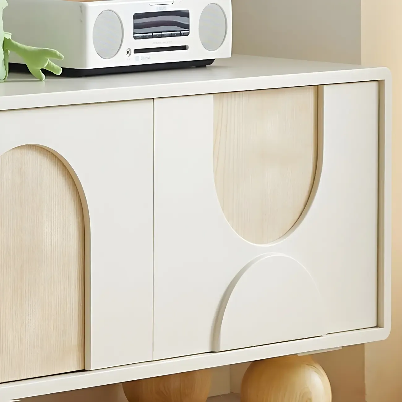 Stylish Acrylic TV Stand with Shelves & Cabinets for Living Room Image - 8