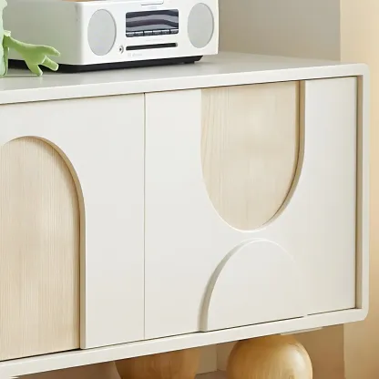 Stylish Acrylic TV Stand with Shelves & Cabinets for Living Room Image - 8