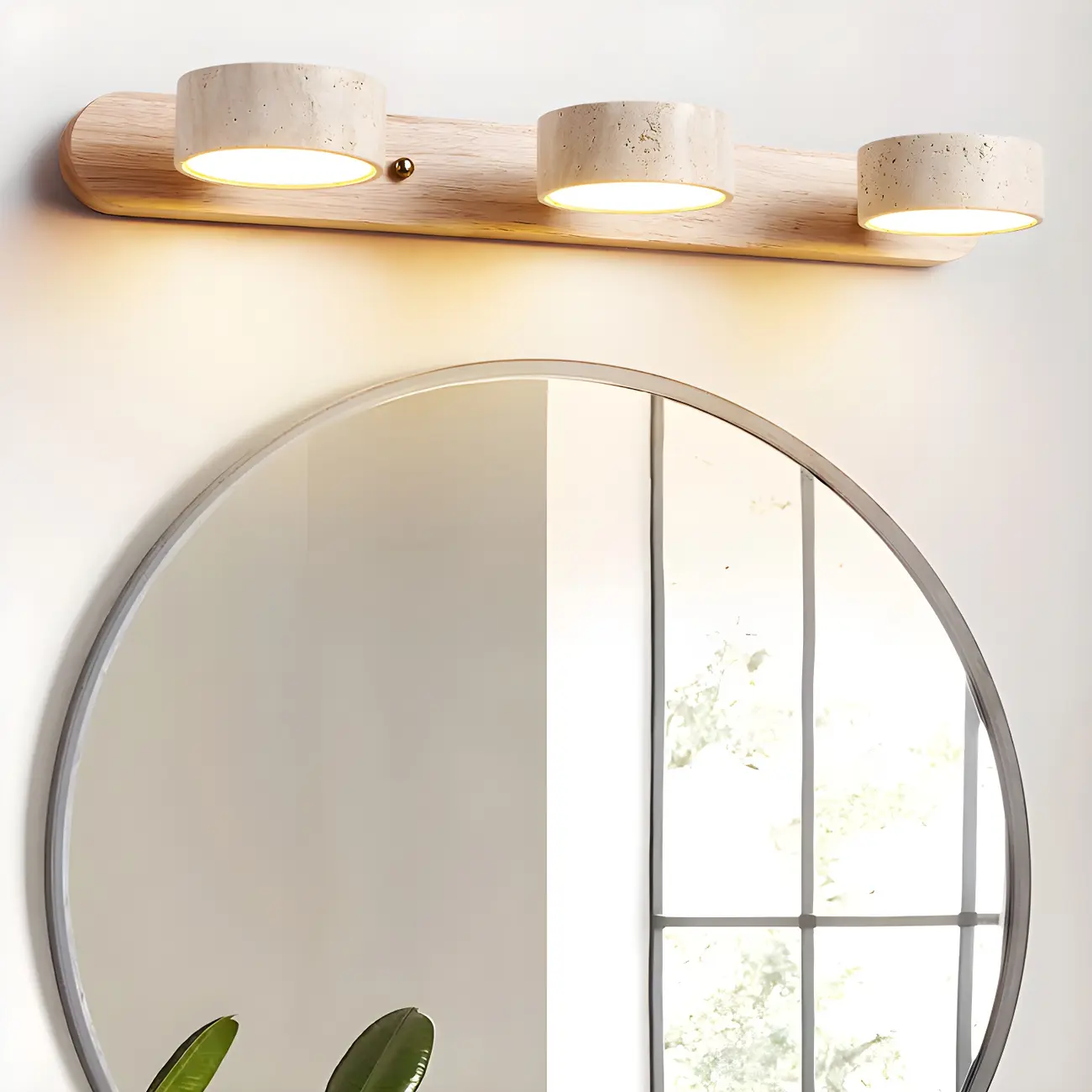 Durable Natural Stone Cylinder Vanity Light with Shade Image - 3 | homeyfad