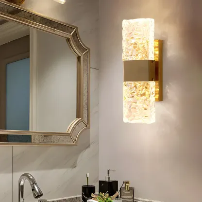 Glam Vanity Wall Light with Crystal Shades for Bathroom Image - 1