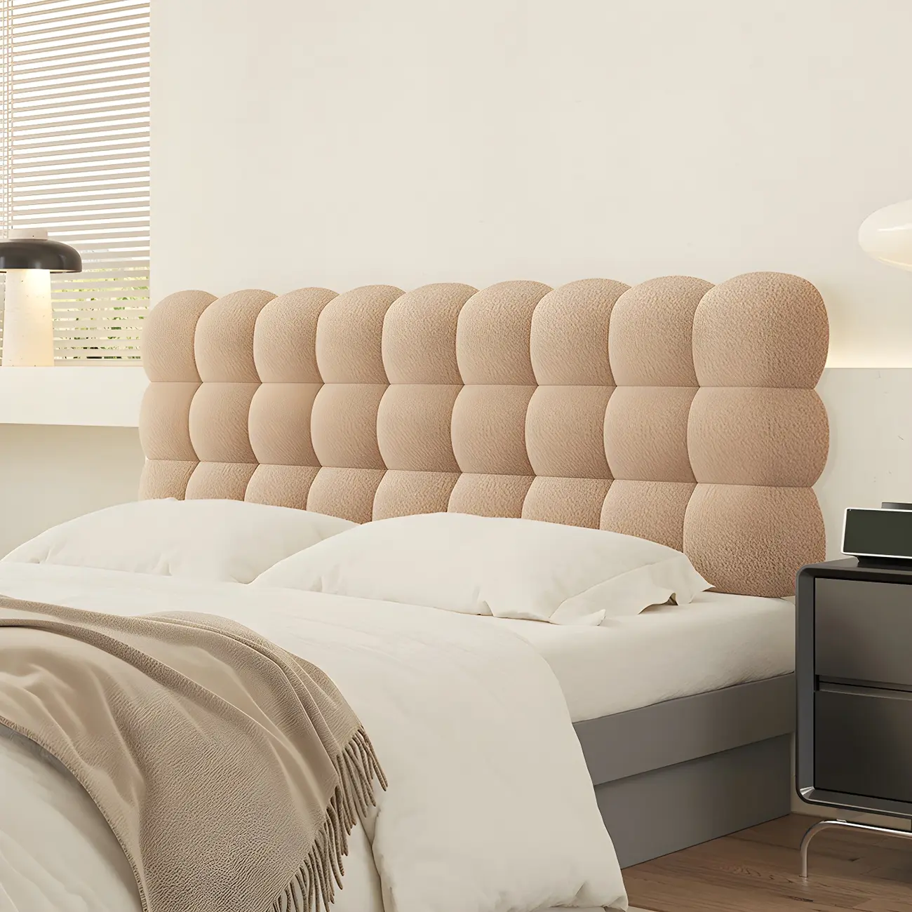 Modern Wood Frame Panel Upholstered Queen Headboard Image - 2 | homeyfad