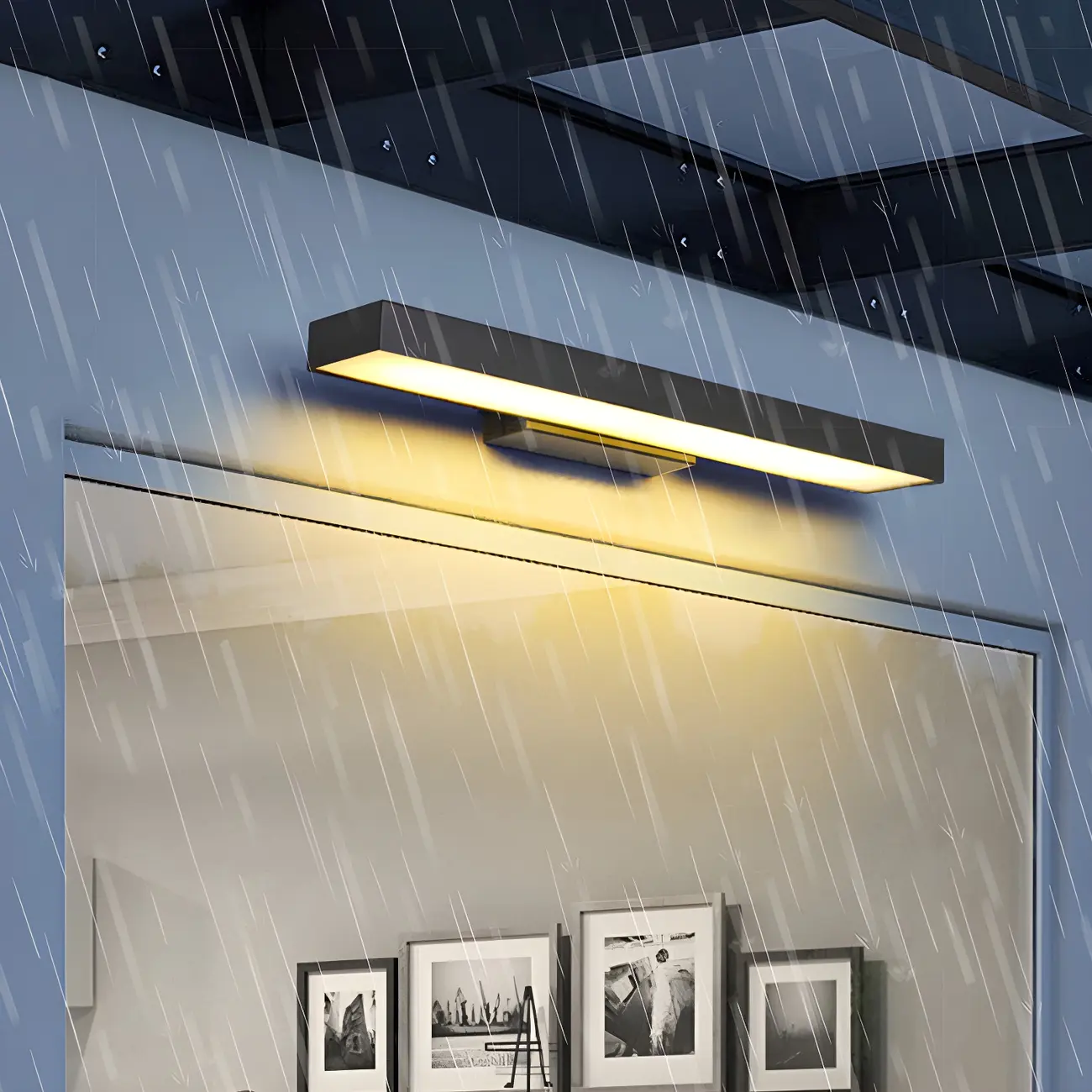 Modern Black Geometric Outdoor Wall Sconce Image - 5 | homeyfad