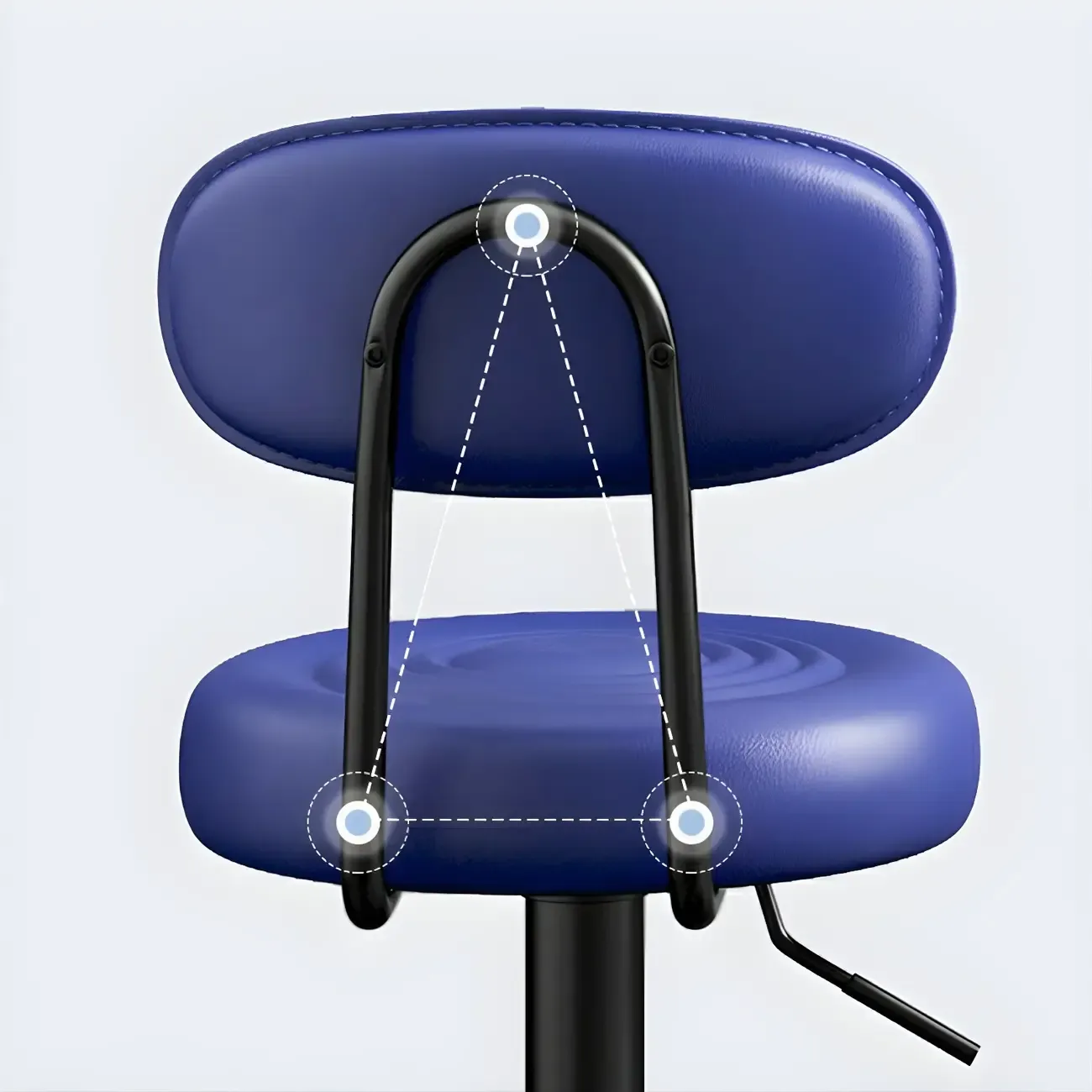 Glam Leather Adjustable Round Bar Stool with Footrest for Kitchen Image - 8