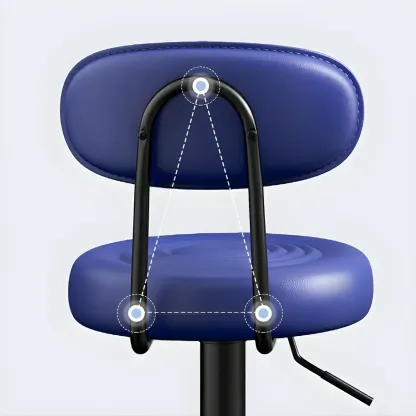 Glam Leather Adjustable Round Bar Stool with Footrest for Kitchen Image - 8