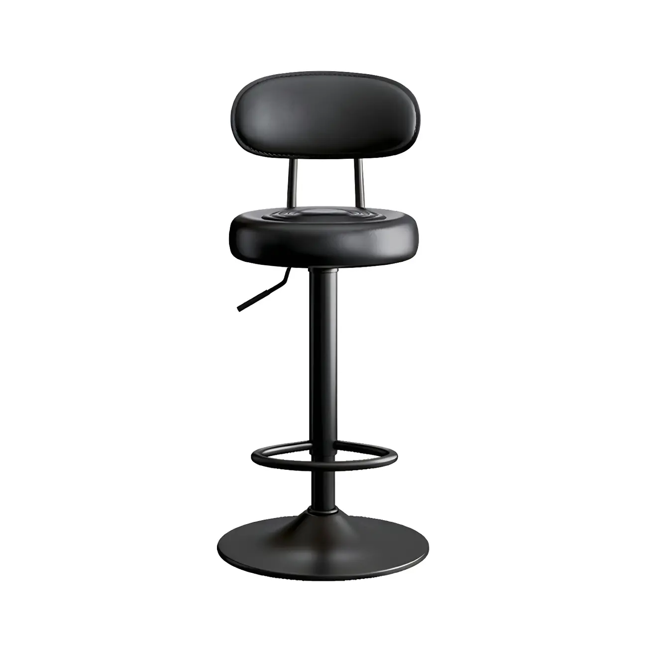 Glam Leather Adjustable Round Bar Stool with Footrest for Kitchen Image - 10 | homeyfad