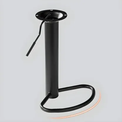 Glam Leather Adjustable Round Bar Stool with Footrest for Kitchen Image - 14