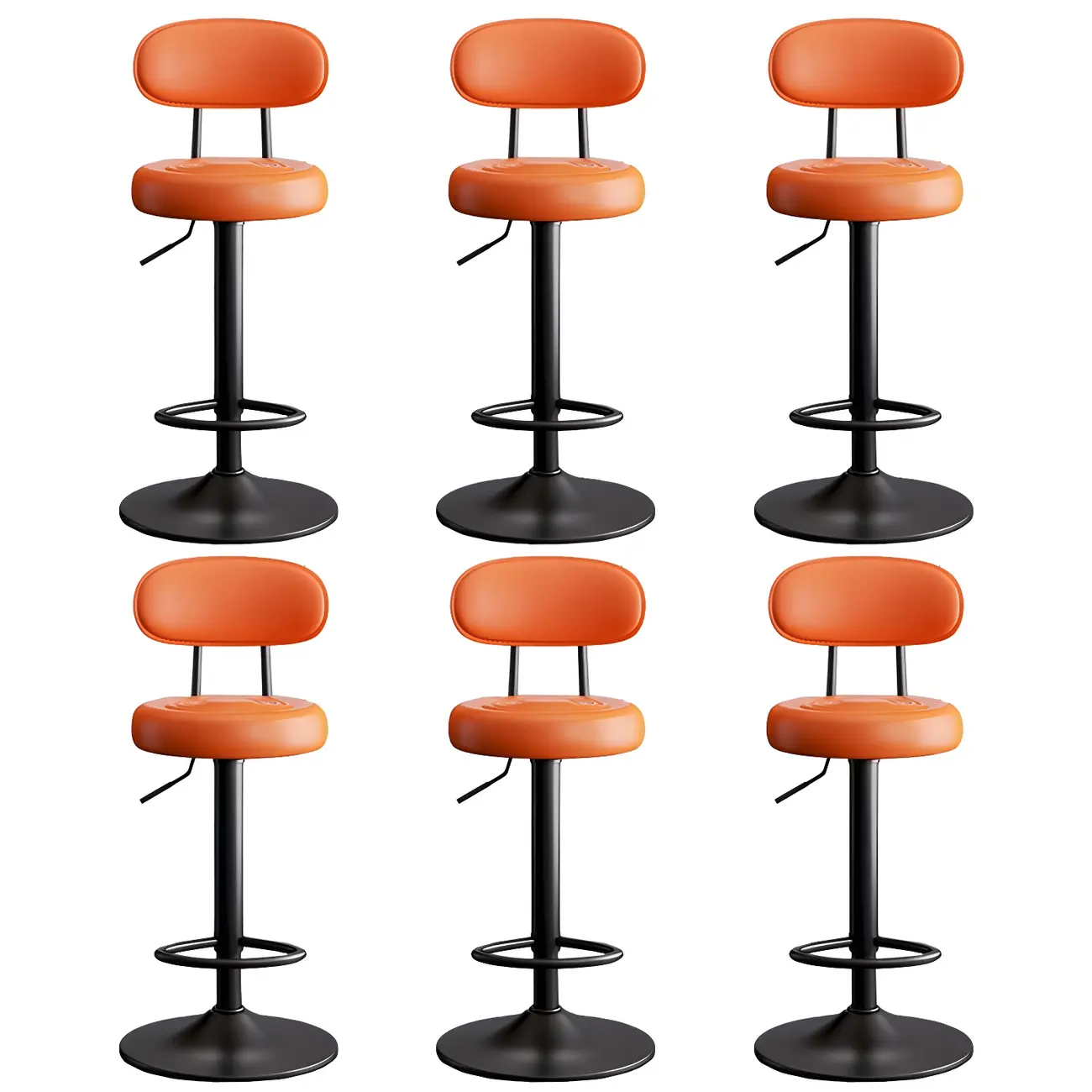 Glam Leather Adjustable Round Bar Stool with Footrest for Kitchen Image - 32 | homeyfad