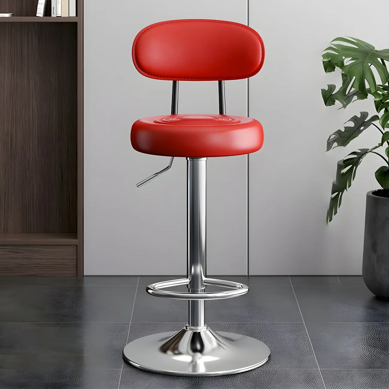 Gorgeous Leather Round Bar Stool