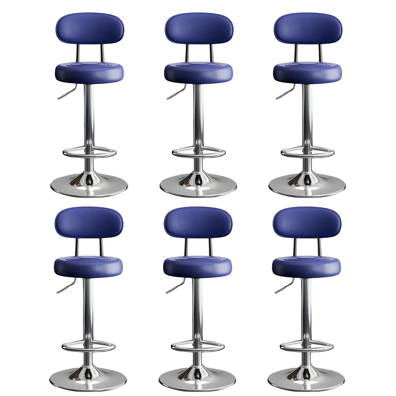 Glam Leather Adjustable Round Bar Stool with Footrest for Kitchen Image - 47 | homeyfad