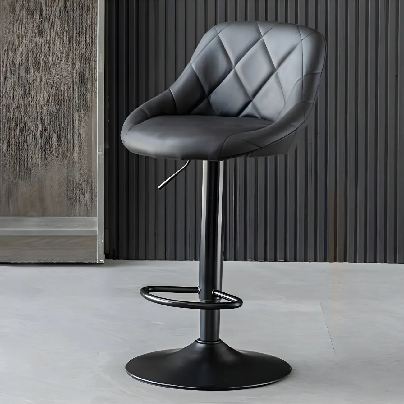 Modern Bucket Leather Swivel Adjustable Bar Stool Image - 11 | homeyfad