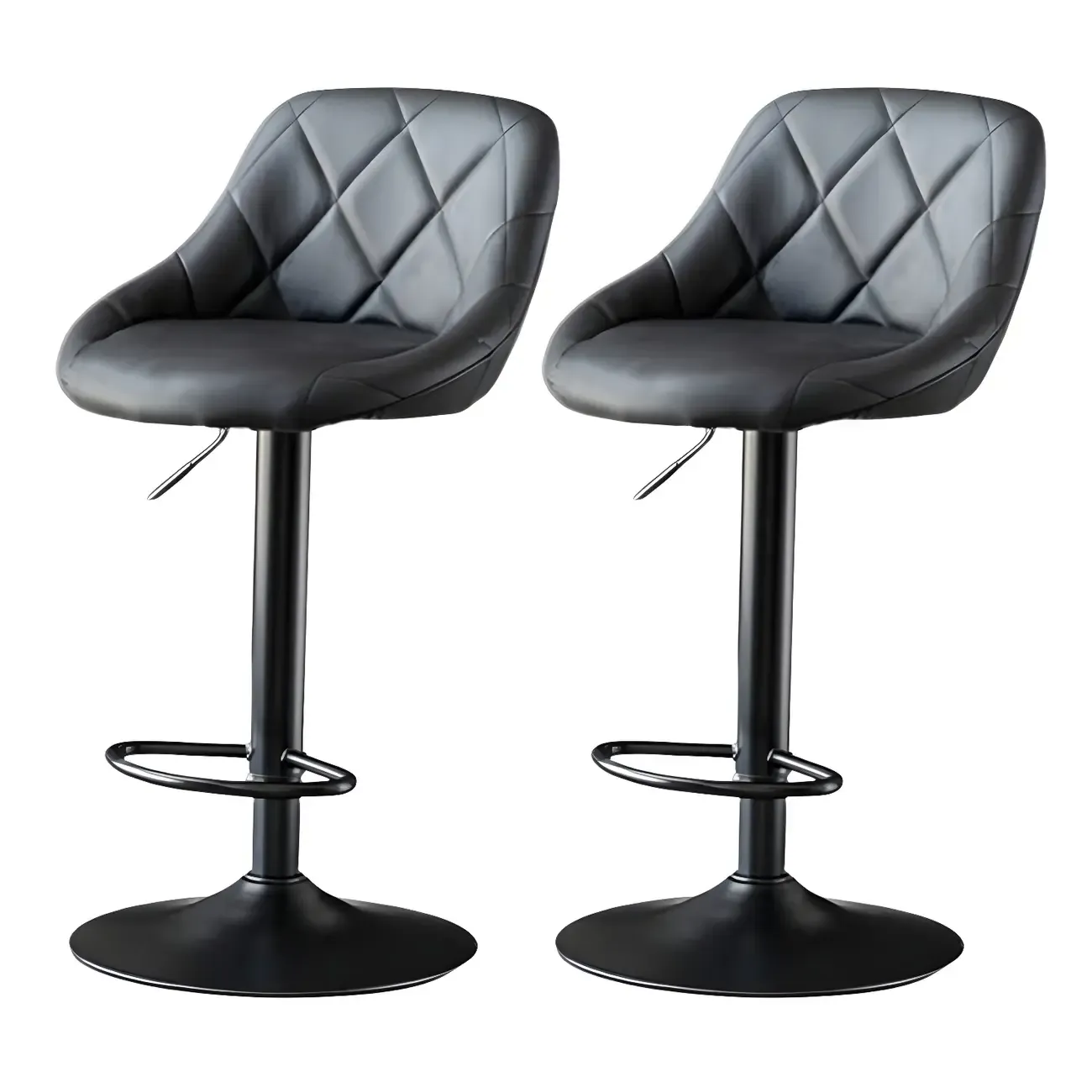 Modern Bucket Leather Swivel Adjustable Bar Stool Image - 12