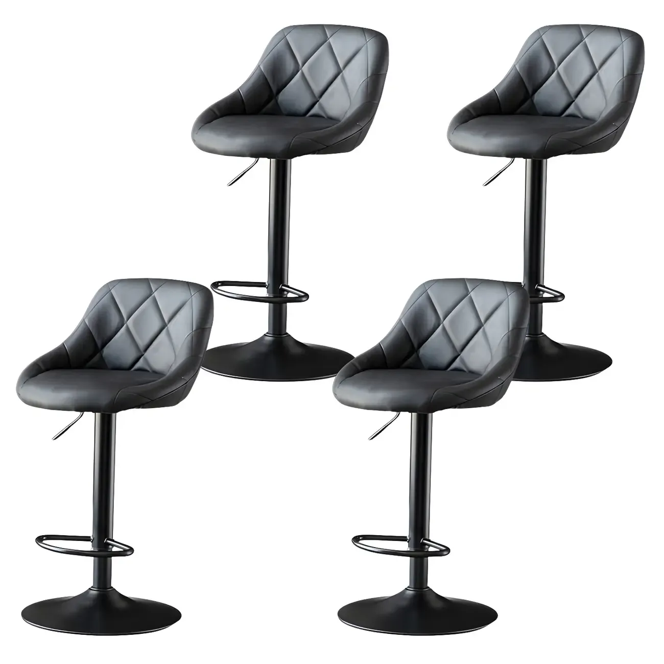Modern Bucket Leather Swivel Adjustable Bar Stool Image - 13