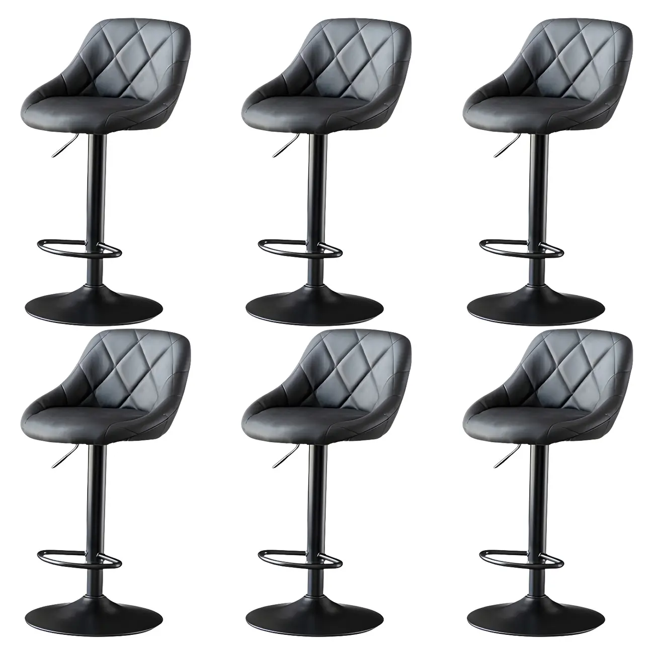 Modern Bucket Leather Swivel Adjustable Bar Stool Image - 14 | homeyfad