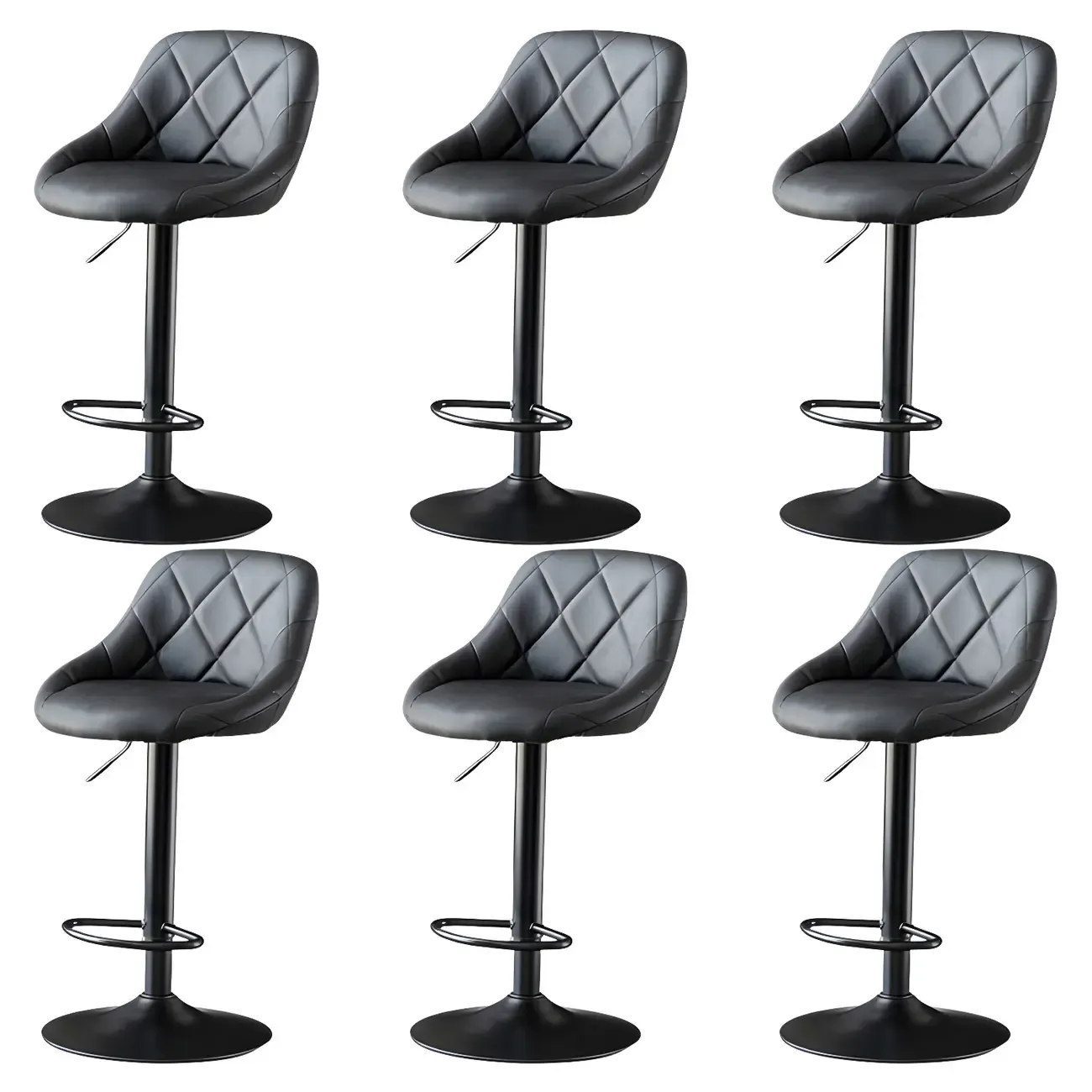 Modern Bucket Leather Swivel Adjustable Bar Stool Image - 14