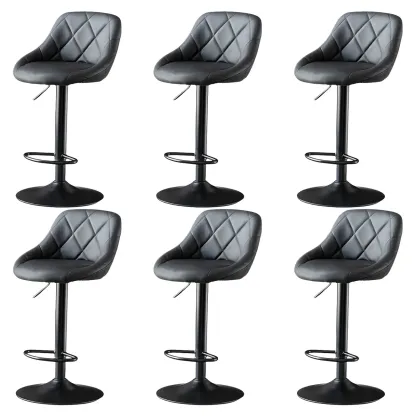 Modern Bucket Leather Swivel Adjustable Bar Stool Image - 14