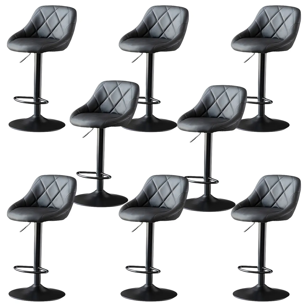 Modern Bucket Leather Swivel Adjustable Bar Stool Image - 15 | homeyfad