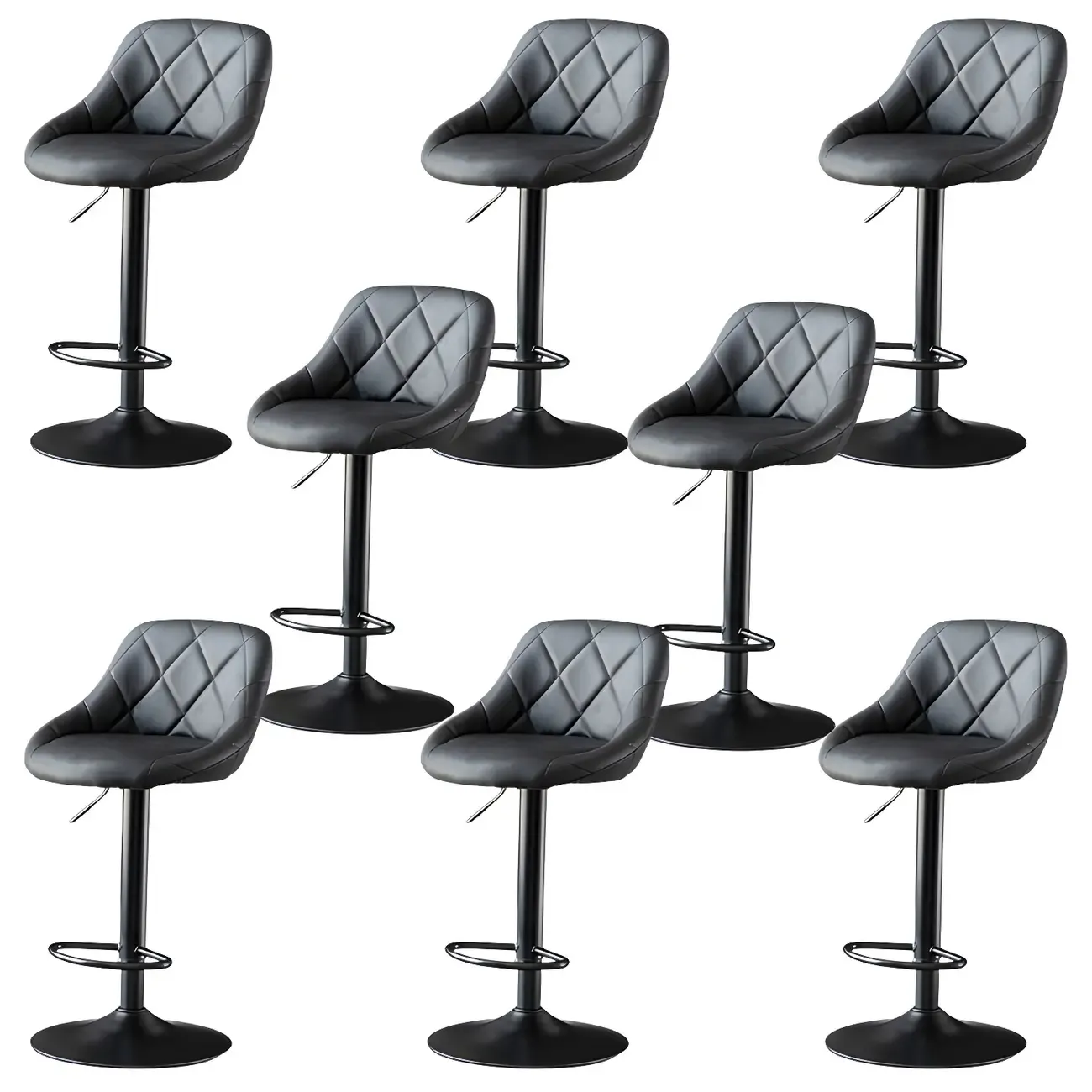 Modern Bucket Leather Swivel Adjustable Bar Stool Image - 15