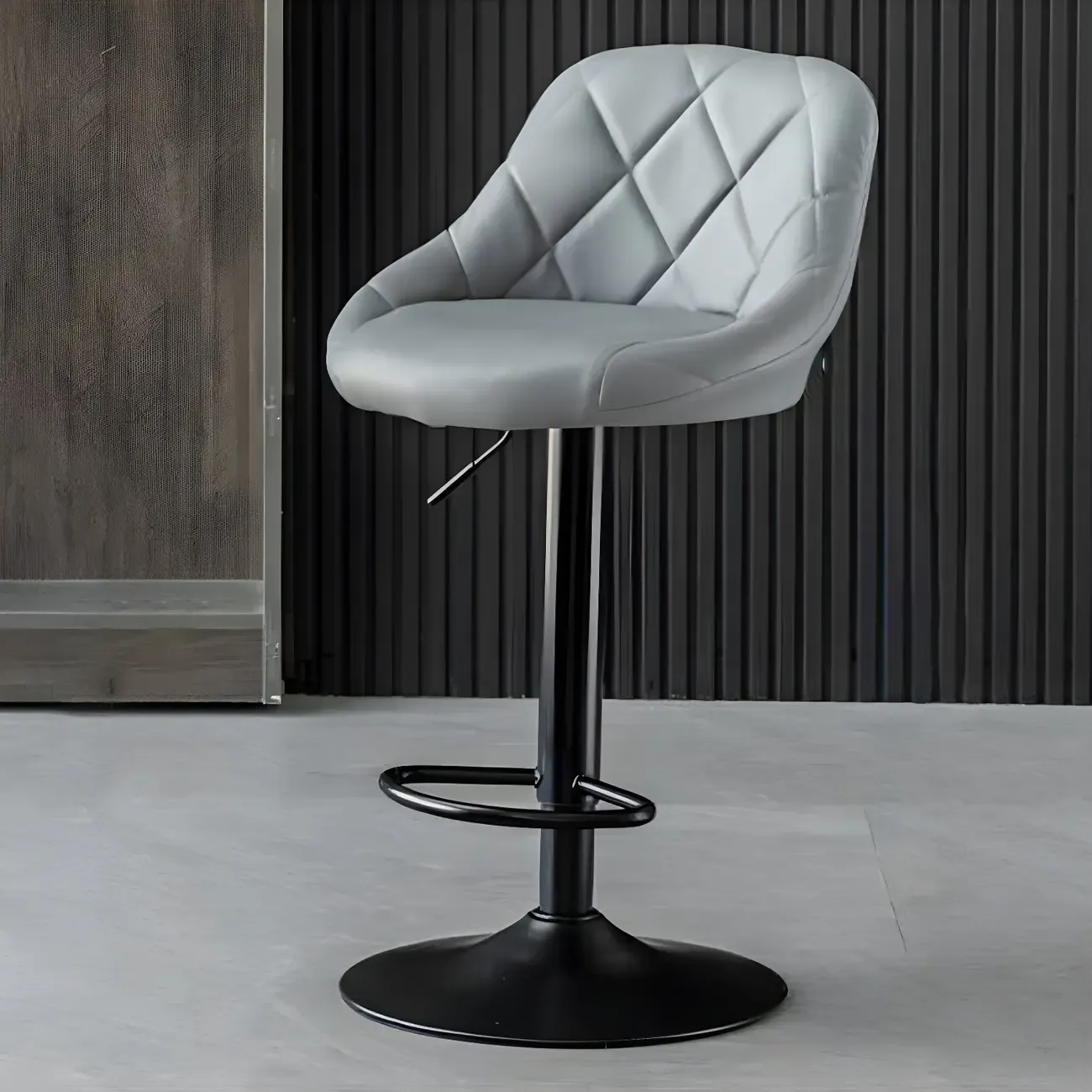 Modern Bucket Leather Swivel Adjustable Bar Stool Image - 17