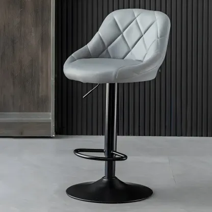 Modern Bucket Leather Swivel Adjustable Bar Stool Image - 17