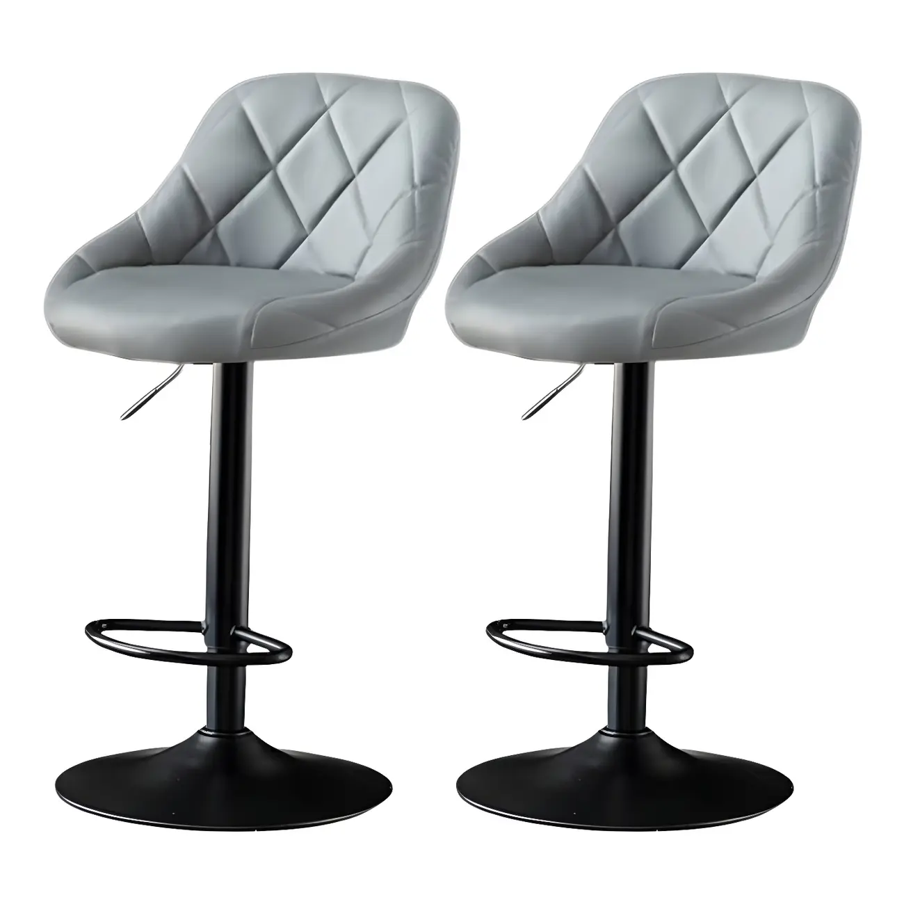 Modern Bucket Leather Swivel Adjustable Bar Stool Image - 18 | homeyfad