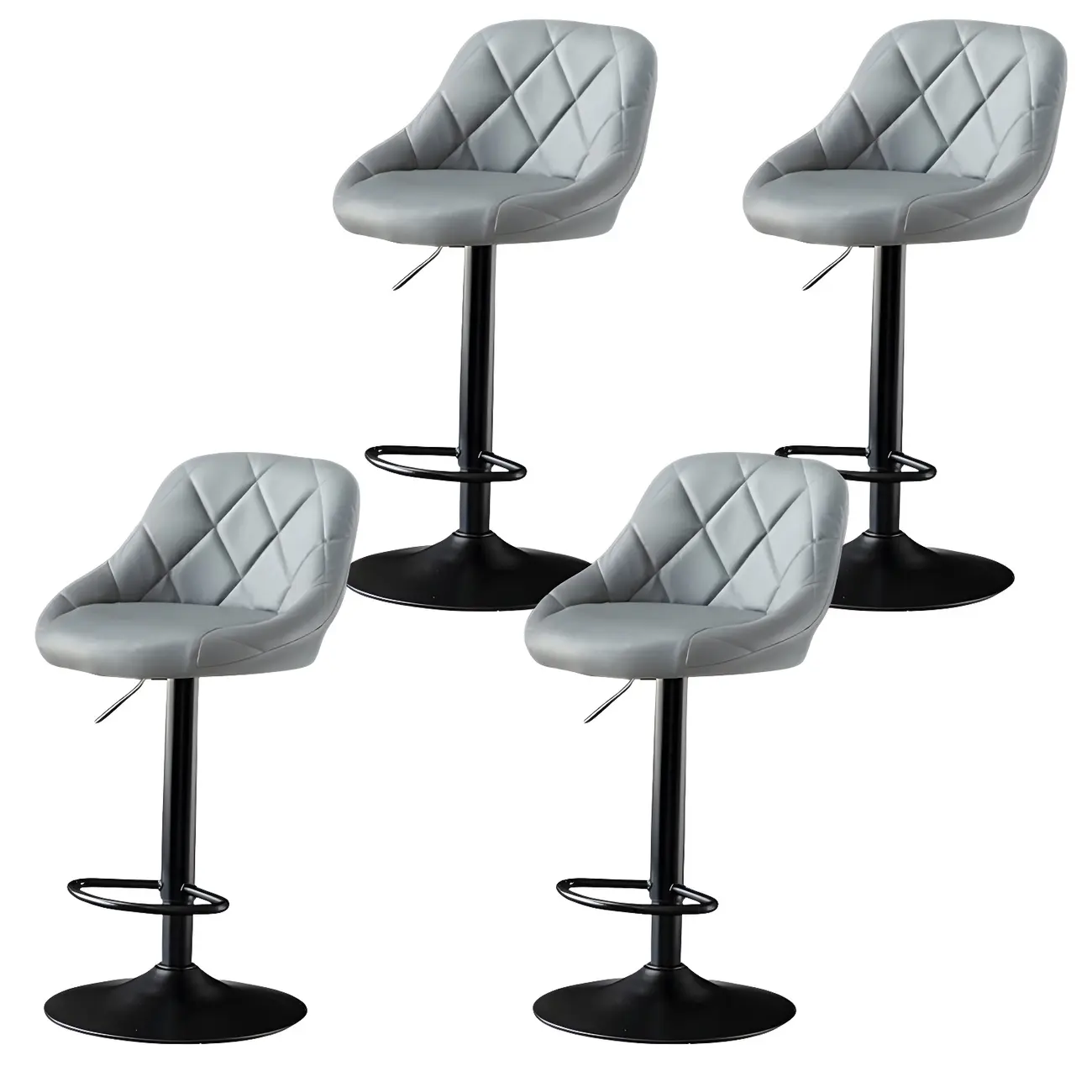 Modern Bucket Leather Swivel Adjustable Bar Stool Image - 19 | homeyfad