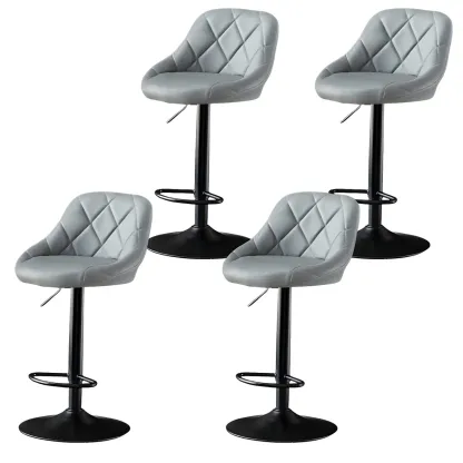 Modern Bucket Leather Swivel Adjustable Bar Stool Image - 19