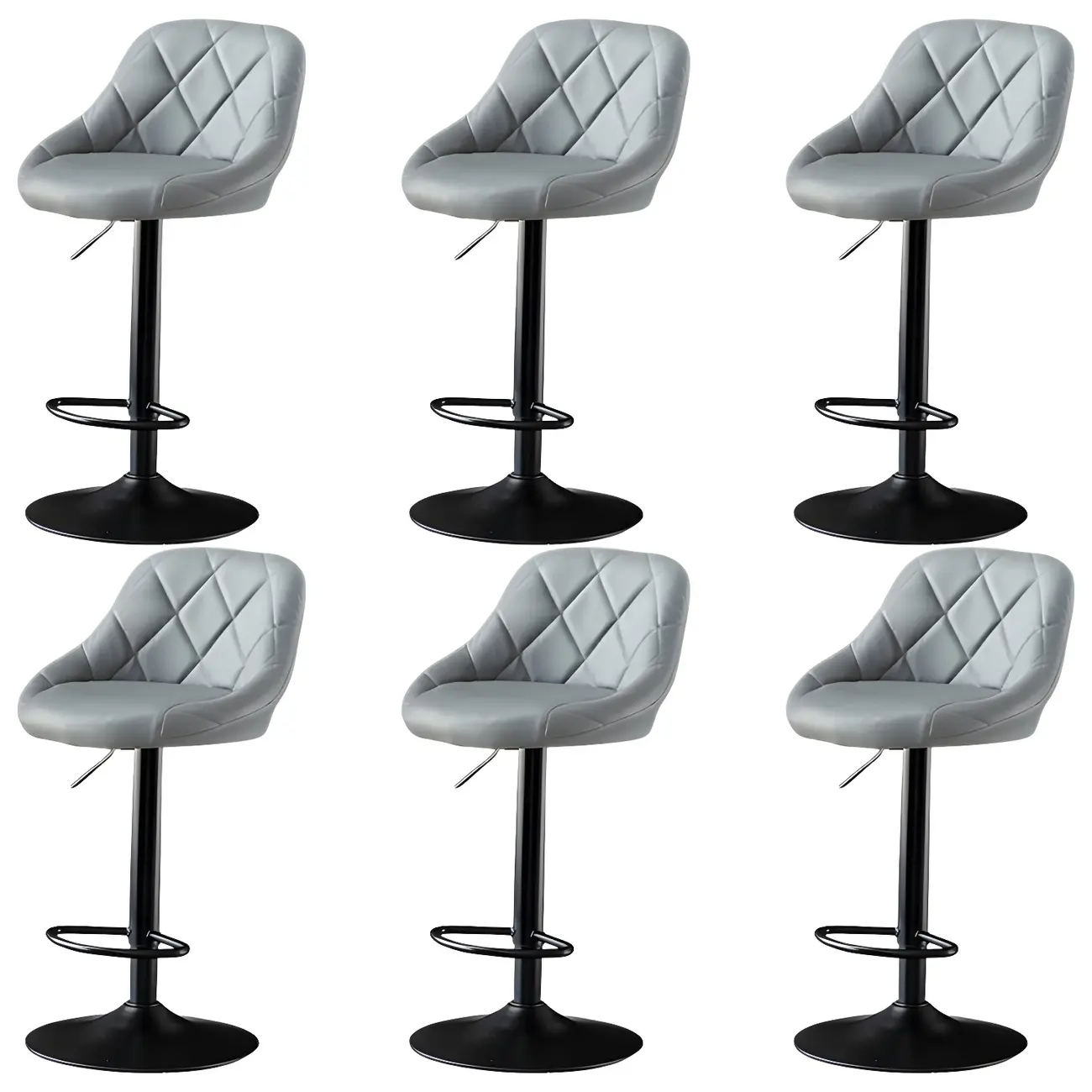 Modern Bucket Leather Swivel Adjustable Bar Stool Image - 20 | homeyfad