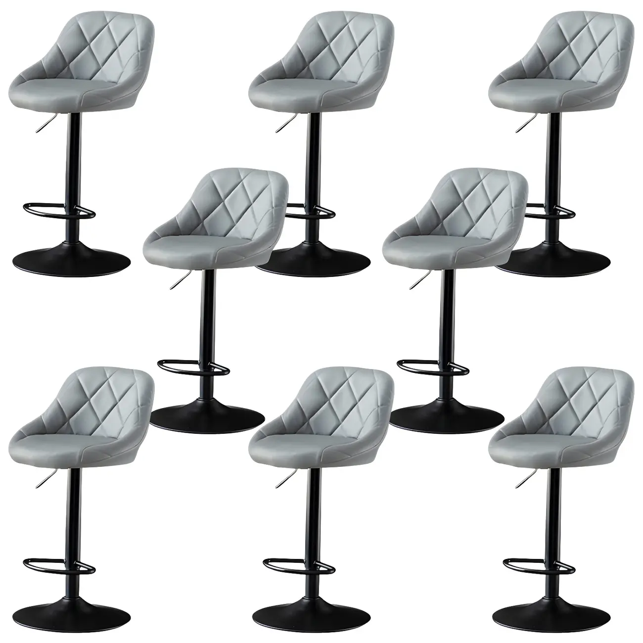 Modern Bucket Leather Swivel Adjustable Bar Stool Image - 21 | homeyfad