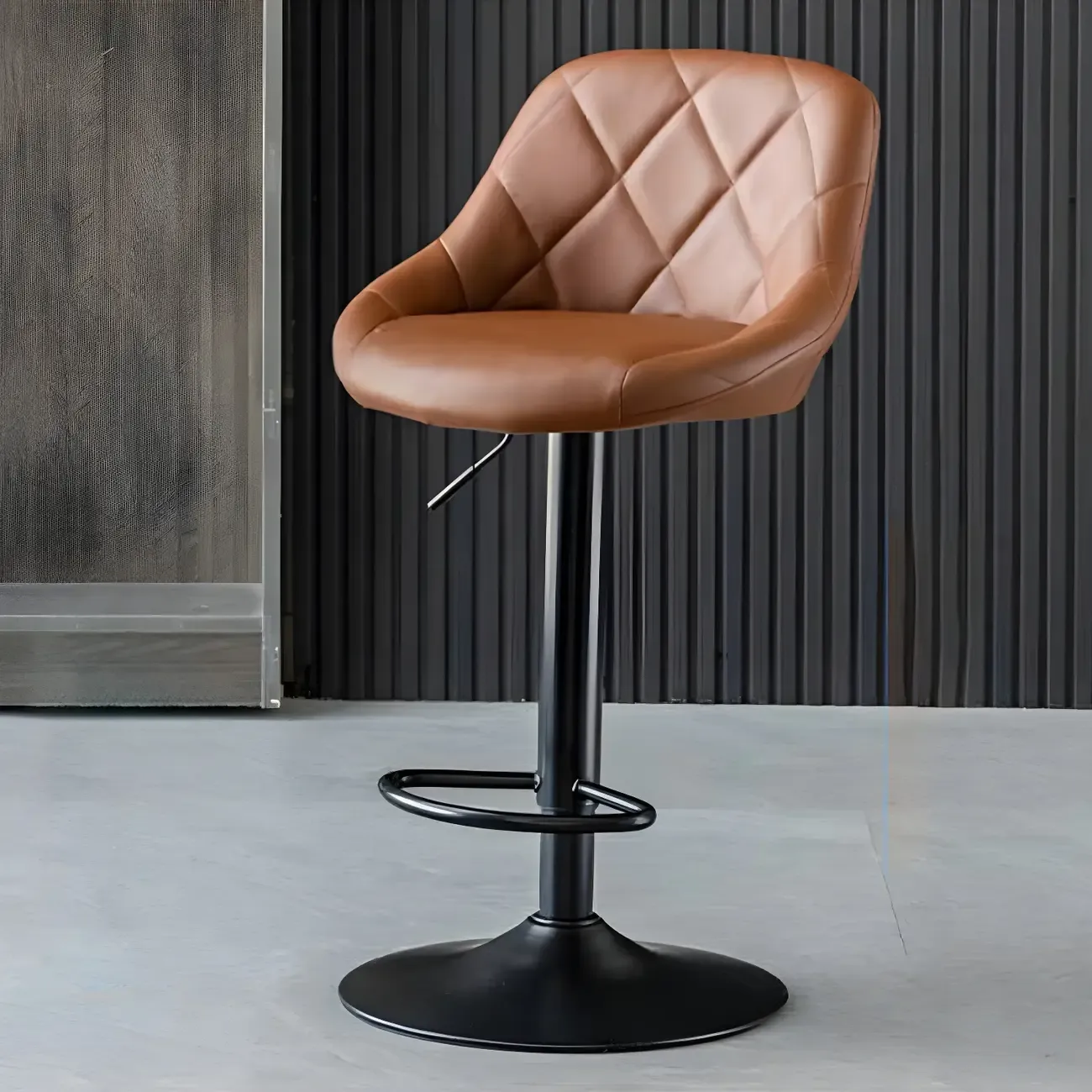 Modern Bucket Leather Swivel Adjustable Bar Stool Image - 22