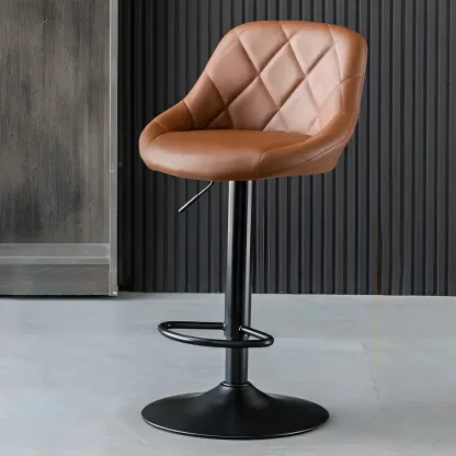 Modern Bucket Leather Swivel Adjustable Bar Stool Image - 22