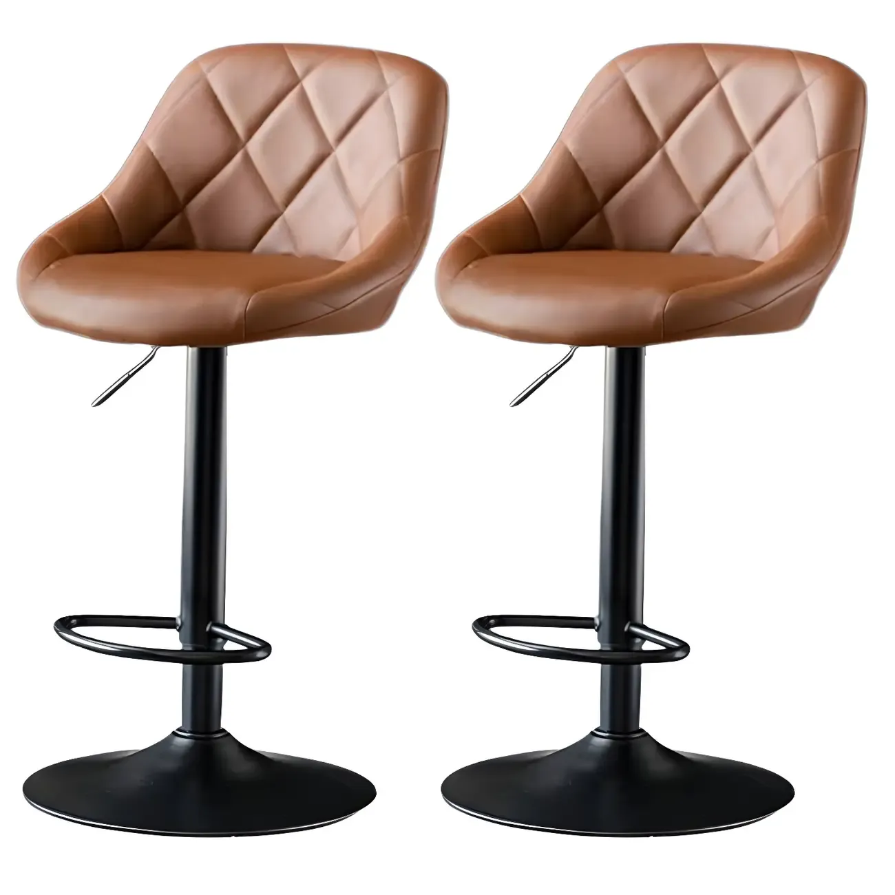 Modern Bucket Leather Swivel Adjustable Bar Stool Image - 23