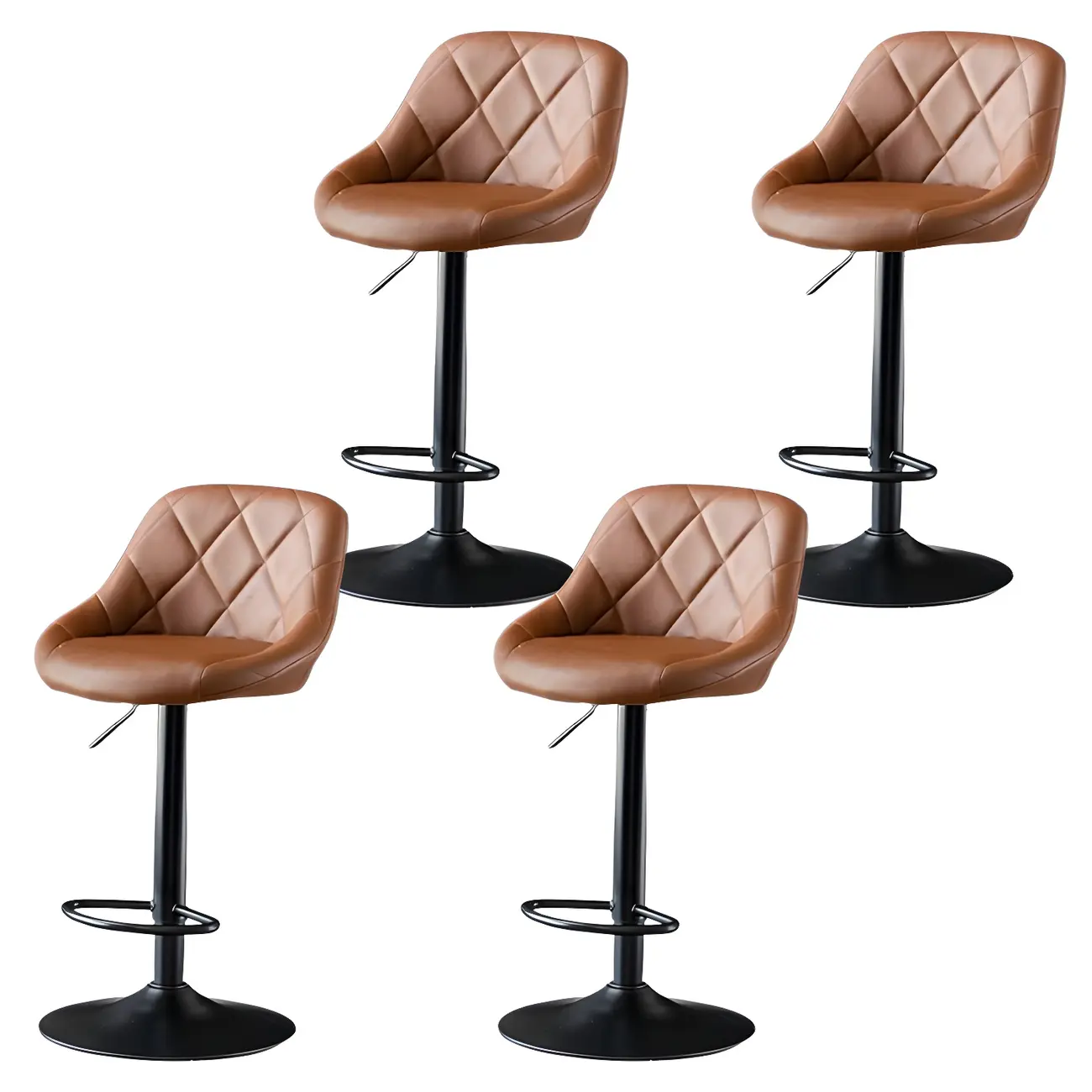 Modern Bucket Leather Swivel Adjustable Bar Stool Image - 24 | homeyfad
