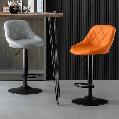 Modern Bucket Leather Swivel Adjustable Bar Stool Image - 25